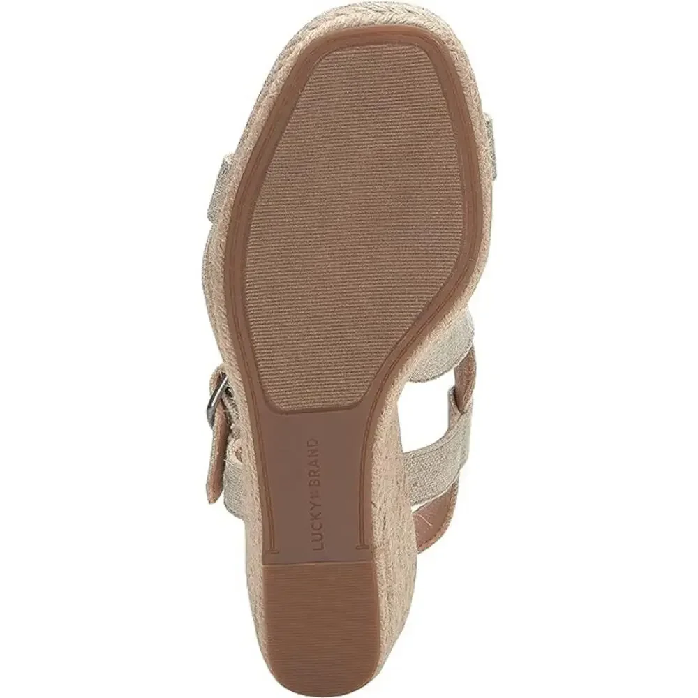 NEW Lucky Brand Mytila Espadrille Sandals Women's Size 10  M Wedge Natural Gold